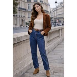 VTG Lawman Western High Waist Straight Leg Jeans 9 100% Cotton Made in Hong Kong